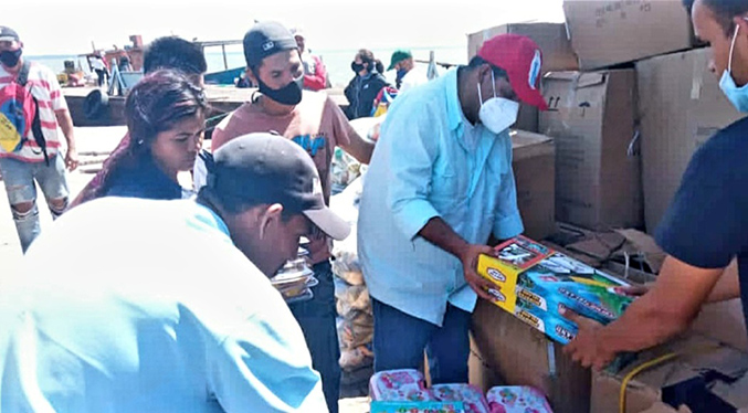 Gobierno regional lleva combos de alimentos y juguetes a familias de las islas Maraca y Sabaneta