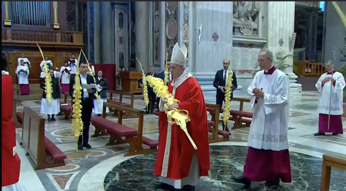 Papa celebra misa de Domingo de Ramos con pocos feligreses