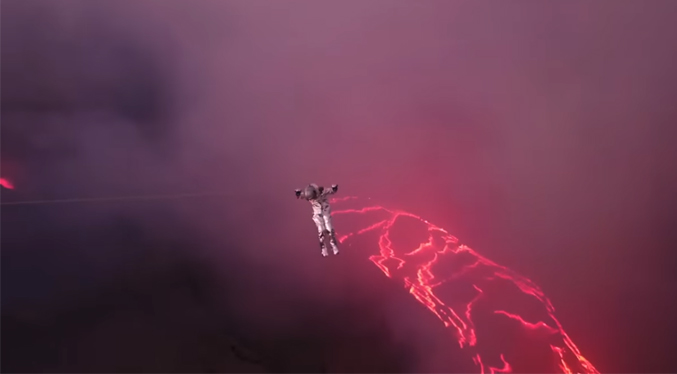 Aventurero brasileño atraviesa lago de lava para establecer un récord Guinness