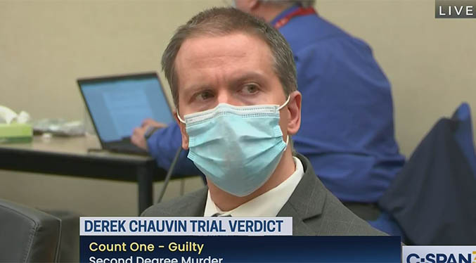 La reacción de Chauvin al ser declarado culpable por muerte de George Floyd (Video)
