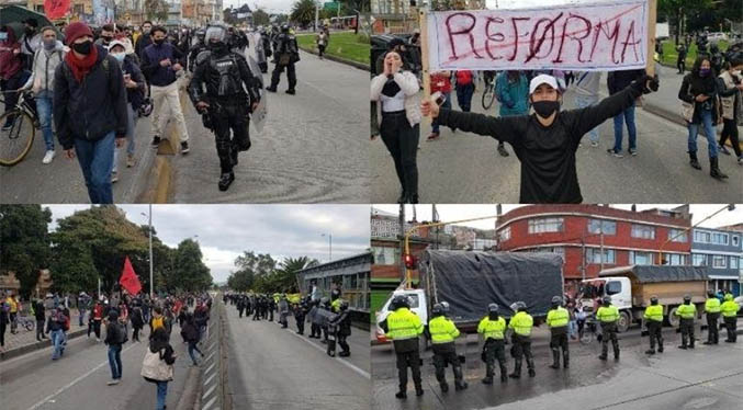 Colombianos protestan contra reforma fiscal