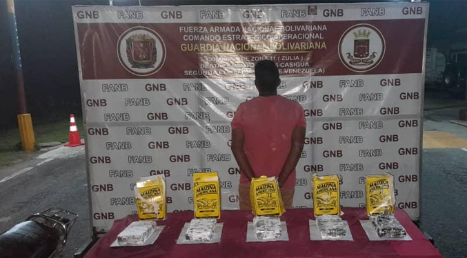 GNB – Zulia captura a colombiano con 5 panelas de cocaína oculta en paquetes de maizina