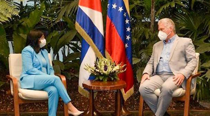 Delcy Rodríguez expresa apoyo a Díaz-Canel en La Habana