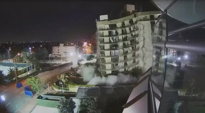 Con explosión controlada derrumban edificio colapsado en Miami (Video+Fotos)