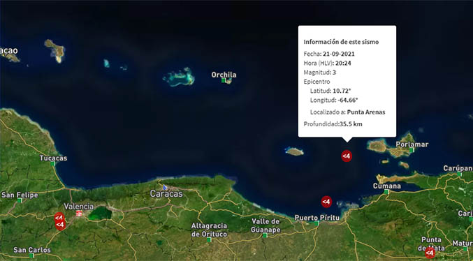 Sismo de magnitud 3.0 se registra en Nueva Esparta