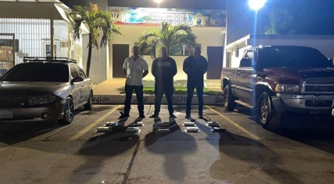 Detienen a tres hombres con alijo de cocaína en Falcón