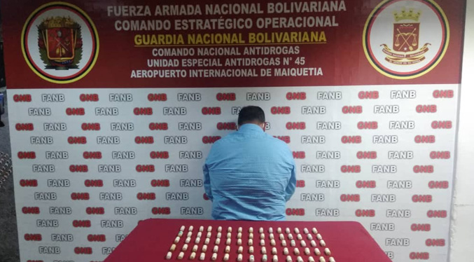 GNB detiene a sujeto con 81 dediles de cocaína en Maiquetía