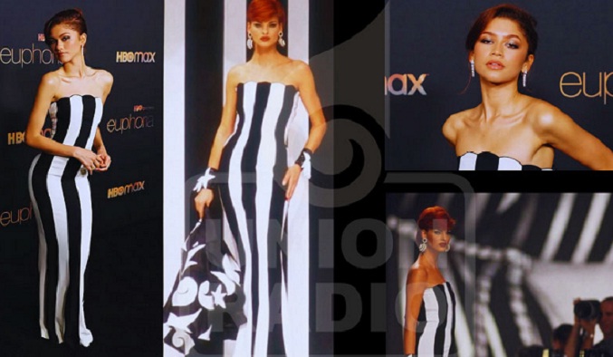 Zendaya modela vestido clásico de Valentino en premier de Euphoria