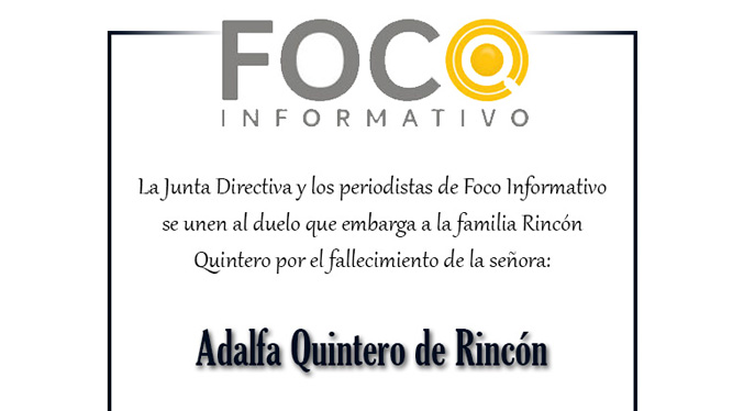 Nota de Duelo Adalfa Quintero de Rincón – Foco Informativo