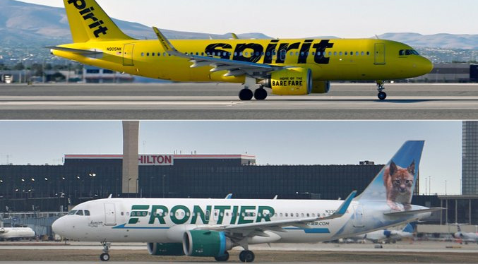 Las aerolíneas de bajo costo Spirit Airlines y Frontier Airlines anuncian fusión