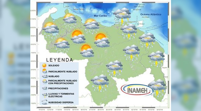 Inameh prevé precipitaciones y descargas eléctricas en todo el sur del país