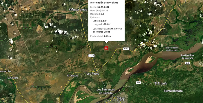 Sismo sacude a Puerto Ordaz