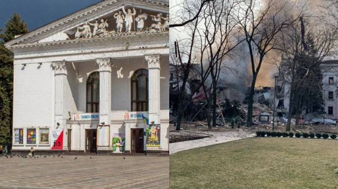 Rusia bombardea un teatro de Mariúpol que servía de refugio