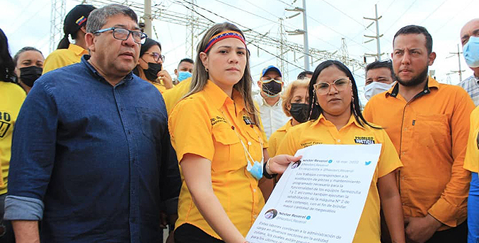 Dirigentes de PJ-Zulia protestan frente a la Termoeléctrica Ramón Laguna