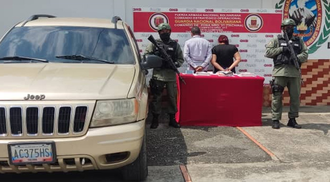 Capturan en PAC de Táchira a pareja que transportaba cocaína