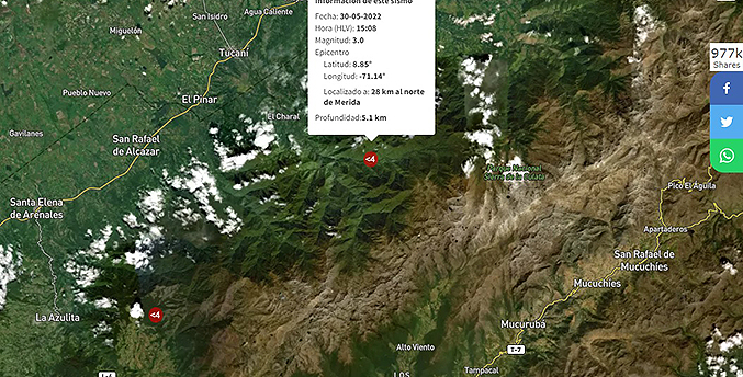 Funvisis reporta sismo en Mérida de magnitud 3.0