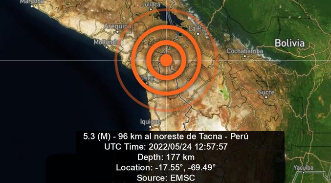 Un sismo de magnitud 5,5 sacude el sur de Perú