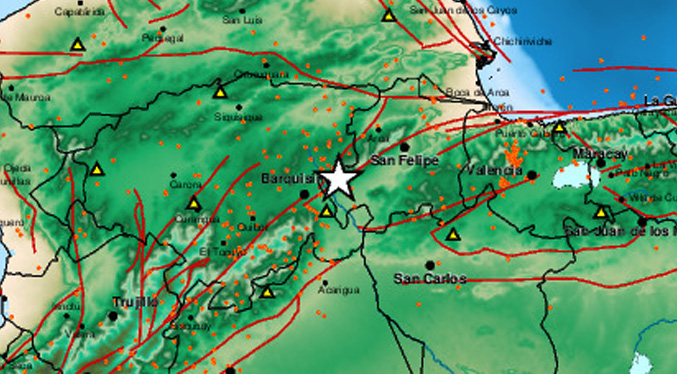 Reportan sismo de magnitud 3.5 al norte de Barquisimeto