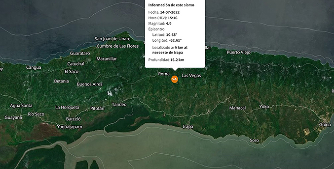 Temblor de magnitud 4.9 con epicentro sacude el oriente del país
