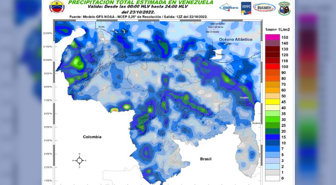 Inameh pronóstica jornada con lluvias y actividad eléctrica en gran parte del país