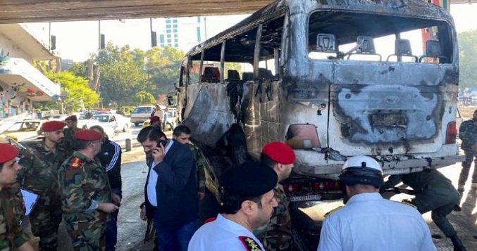 Al menos 18 soldados sirios muertos por una explosión en un autobús militar
