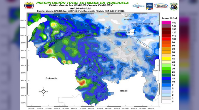 Inameh pronostica lluvias dispersas en la mayoría del territorio nacional