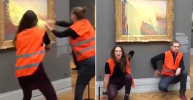 Activistas arrojan puré de papas a un cuadro de Monet en Alemania