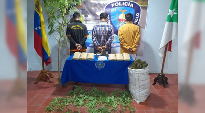 Policía de Trujillo detiene a tres hombres por tráfico de drogas en Boconó