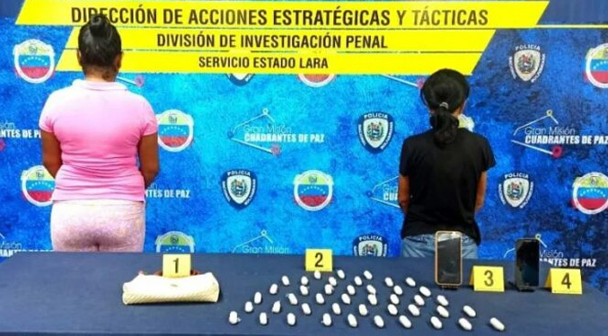 Capturan a dos mujeres con 43 dediles de cocaína en Lara