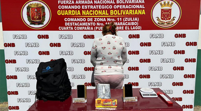 GNB Zulia detiene a colombiana en el Puente G/J Rafael Urdaneta con un paquete de cocaína