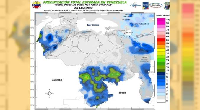 Inameh pronostica lluvias para el Sur del Lago de Maracaibo y Bolívar este 14-E