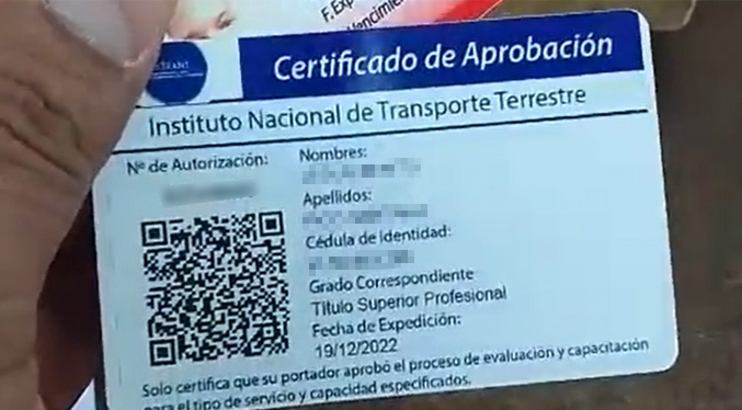INTT exigirá un «certificado de saberes» antes de tramitar licencia por primera vez