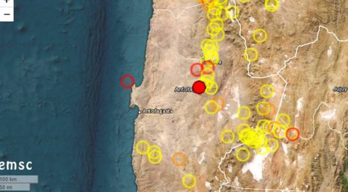 Reportan temblor de magnitud 4.5 en el norte de Chile