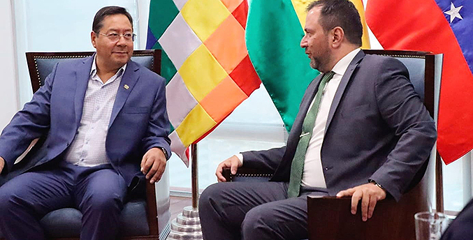 Canciller de Venezuela se reúne con el presidente de Bolivia