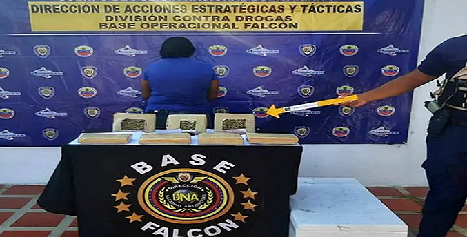 Incautan siete panelas de marihuana a una mujer en el municipio Falcón