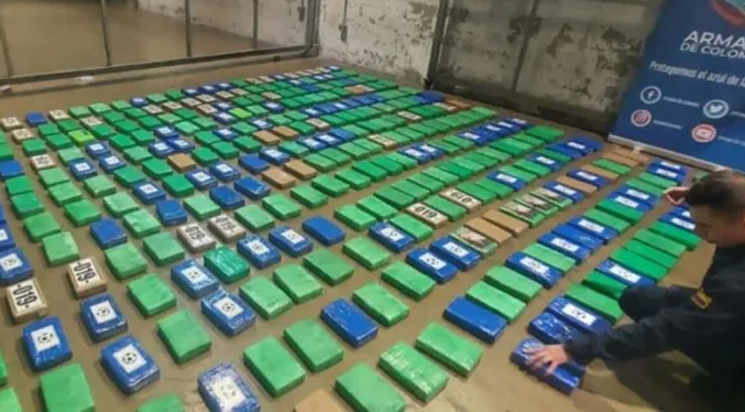 Incautan 1,6 toneladas de cocaína en Colombia que iba a Bélgica
