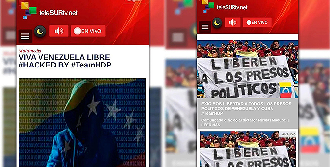 Hackean portal de Telesur en español con mensajes a favor de presos políticos