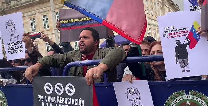 Venezolanos protestan en contra de la Conferencia Internacional sobre su país en Bogotá (+Video)