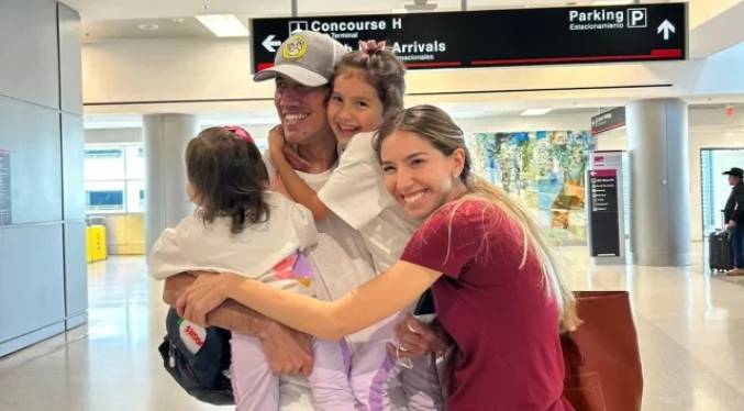 Fabiana Rosales y sus hijas se reencuentran con Juan Guaidó en EEUU (Video)