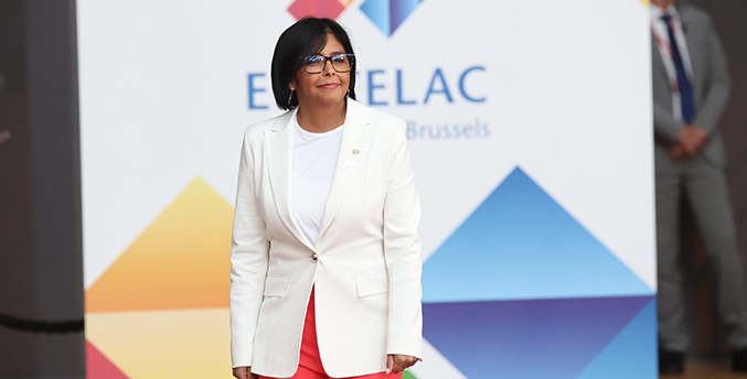 Delcy Rodríguez desde Cumbre UE-Celac pide levantamiento de sanciones