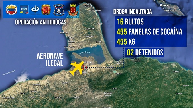Capturan a dos brasileños en Falcón por traficar 455 kilos de cocaína en una avioneta