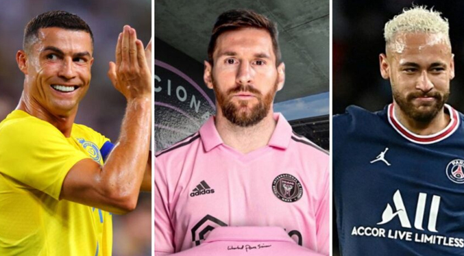 Cristiano Ronaldo, Messi y Neymar, los tres futbolistas mejor pagados del mundo en 2023