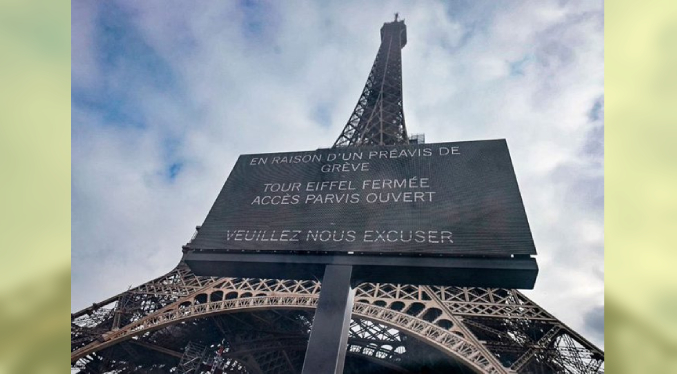 Cierran la torre Eiffel por una huelga que podría prolongarse