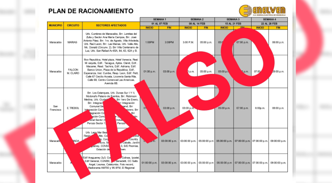 Corpoelec desmiente cronograma de racionamiento para el Zulia