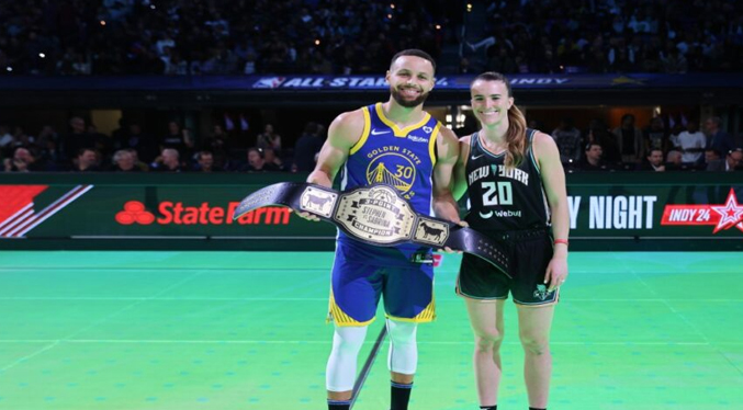 Steph Curry derrota a Sabrina Ionescu en duelo de triples en el All-Star de la NBA