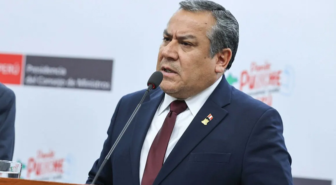 Primer ministro de Perú afirma que es inconstitucional el allanamiento al domicilio de Boluarte