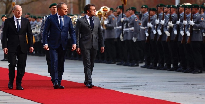 Scholz, Macron y Tusk abordan la situación en Ucrania en una reunión en Berlín