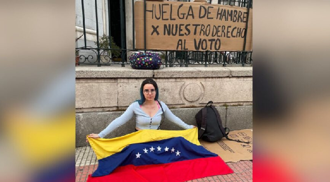 Joven venezolana en huelga de hambre en Madrid exige la apertura del registro electoral