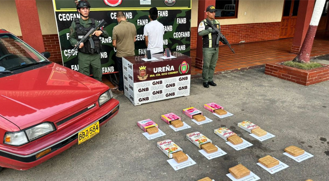 Capturan dos personas en Táchira con 7,25 kilos de marihuana procedentes de Colombia