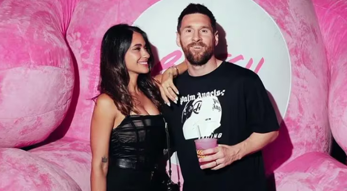 Messi sorprende a los presentes al llegar a la fiesta Bresh en Miami junto a su esposa